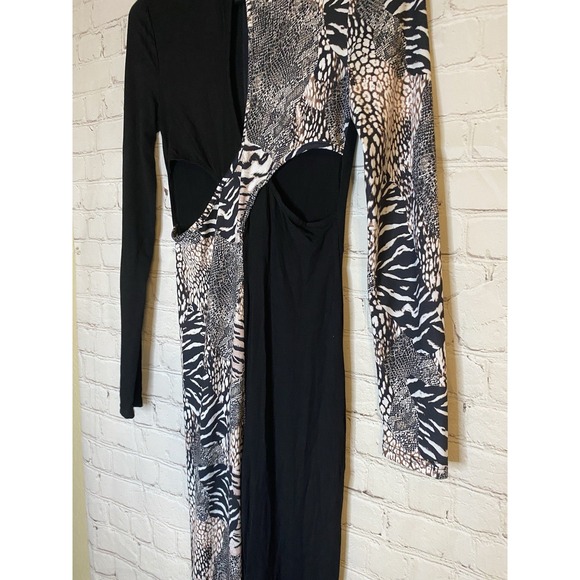 Shein Women's Size S Black Fitted Stretch Jumpsuit Mesh Detail Open Zip Back - Picture 3 of 8